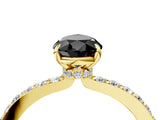 Yellow gold Fancy Black Pear Cut Brilliant Pavé Band Solitaire with Four-Prong Setting_4