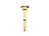 Yellow gold Fancy Black Pear Cut Brilliant Solitaire Diamond Ring with Channel Set Band and Bar Prong Setting_14