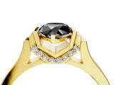 Yellow gold Fancy Black Pear Cut Brilliant Solitaire Diamond Ring with Channel Set Band and Bar Prong Setting_16