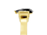 Yellow gold Fancy Black Pear Cut Brilliant Solitaire Diamond Ring with Channel Set Band and Bar Prong Setting_17