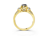 Yellow gold Fancy Black Pear Cut Brilliant Three-Stone Diamond Ring with Pavé Band and Four-Prong Setting_6