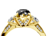 Yellow gold Fancy Black Pear Cut Brilliant Three-Stone Diamond Ring with Pavé Band and Four-Prong Setting_7