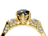 Yellow gold Fancy Black Pear Cut Brilliant Three-Stone Pave Band with Four-Prong Setting_4