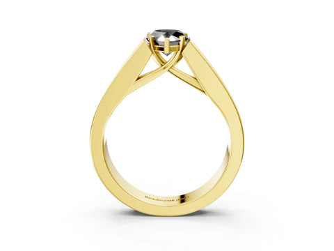Yellow gold Fancy Black Pear Cut Cut Channel Set Solitaire Ring with Four-Prong Setting_3