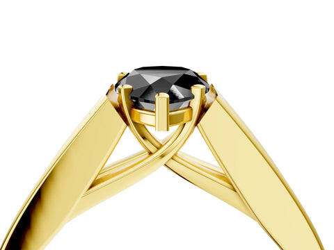 Yellow gold Fancy Black Pear Cut Cut Channel Set Solitaire Ring with Four-Prong Setting_4