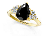 Yellow gold Fancy Black Pear Cut Cut Diamond Cluster Ring with Solitaire Band and Four-Prong Setting_1
