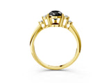 Yellow gold Fancy Black Pear Cut Cut Diamond Cluster Ring with Solitaire Band and Four-Prong Setting_3