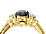 Yellow gold Fancy Black Pear Cut Cut Diamond Cluster Ring with Solitaire Band and Four-Prong Setting_4