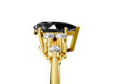 Yellow gold Fancy Black Pear Cut Cut Diamond Cluster Ring with Solitaire Band and Four-Prong Setting_5