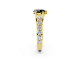 Yellow gold Fancy Black Pear Cut Cut Diamond Engagement Ring with Pavé Band and Four-Prong Setting_2