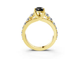 Yellow gold Fancy Black Pear Cut Cut Diamond Engagement Ring with Pavé Band and Four-Prong Setting_3