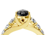Yellow gold Fancy Black Pear Cut Cut Diamond Engagement Ring with Pavé Band and Four-Prong Setting_4