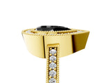 Yellow gold Fancy Black Pear Cut-Cut Diamond Halo Engagement Ring with Pave Band and Prong Setting_5