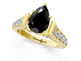 Yellow gold Fancy Black Pear Cut Cut Diamond Pavé Band Solitaire with Four-Prong Setting_1