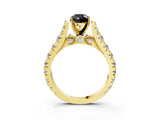 Yellow gold Fancy Black Pear Cut Cut Diamond Pavé Band Solitaire with Four-Prong Setting_3
