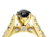 Yellow gold Fancy Black Pear Cut Cut Diamond Pavé Band Solitaire with Four-Prong Setting_4