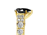 Yellow gold Fancy Black Pear Cut Cut Diamond Pavé Band Solitaire with Four-Prong Setting_5