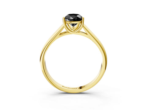 Yellow gold Fancy Black Pear Cut Cut Diamond Solitaire Engagement Ring with Tapered Plain Band and Four-Prong Setting_3