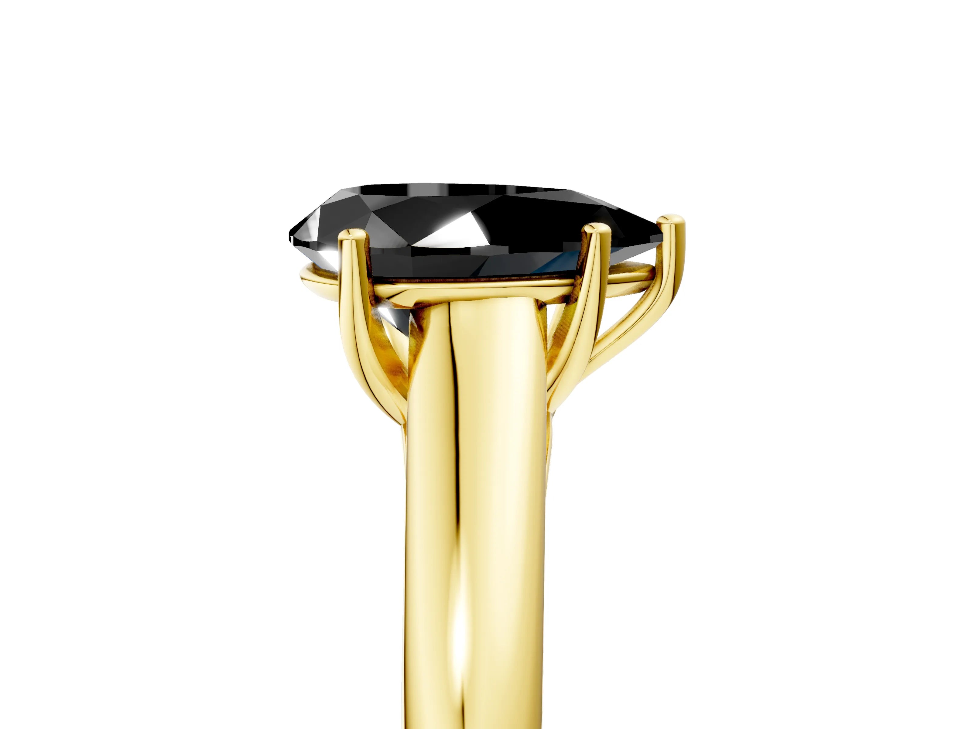 Yellow gold Fancy Black Pear Cut Cut Diamond Solitaire Engagement Ring with Tapered Plain Band and Four-Prong Setting_5