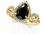 Yellow gold Fancy Black Pear Cut Cut Halo Diamond Infinity Band with Four-Prong Setting_1