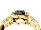 Yellow gold Fancy Black Pear Cut Cut Halo Diamond Infinity Band with Four-Prong Setting_4