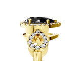 Yellow gold Fancy Black Pear Cut Cut Halo Diamond Infinity Band with Four-Prong Setting_5