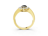 Yellow gold Fancy Black Pear Cut Cut Halo Diamond Pavé Engagement Ring with Milgrain Detailing_25