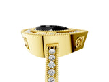 Yellow gold Fancy Black Pear Cut Cut Halo Pavé Diamond Ring_5