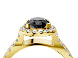 Yellow gold Fancy Black Pear Cut Cut Halo Split Shank Pave Set Ring_4