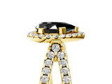 Yellow gold Fancy Black Pear Cut Cut Halo Split Shank Pave Set Ring_5