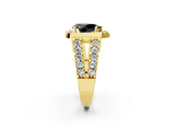 Yellow gold Fancy Black Pear Cut Cut Halo Split Shank Prong Set Ring_2
