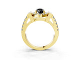 Yellow gold Fancy Black Pear Cut Cut Halo Split Shank Prong Set Ring_3