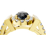 Yellow gold Fancy Black Pear Cut Cut Halo Split Shank Prong Set Ring_4