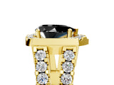 Yellow gold Fancy Black Pear Cut Cut Halo Split Shank Prong Set Ring_5