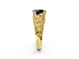 Yellow gold Fancy Black Pear Cut Cut Milgrain Pave Diamond Engagement Ring with Four-Prong Setting_5