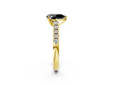 Yellow gold Fancy Black Pear Cut Cut Pavé Band Solitaire Ring with Four-Prong Setting_2