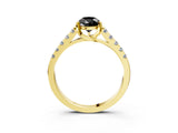 Yellow gold Fancy Black Pear Cut Cut Pavé Band Solitaire Ring with Four-Prong Setting_3