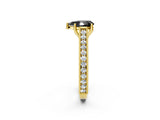 Yellow gold Fancy Black Pear Cut Cut Pave Band Milgrain Solitaire Ring_2