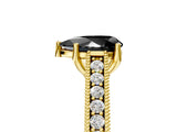 Yellow gold Fancy Black Pear Cut Cut Pave Band Milgrain Solitaire Ring_5
