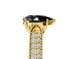 Yellow gold Fancy Black Pear Cut Cut Pave Split Shank Engagement Ring with Four-Prong Setting_5