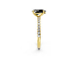 Yellow gold Fancy Black Pear Cut Diamond Brilliant Solitaire Ring with Pavé Band and Four-Prong Setting_2