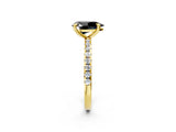 Yellow gold Fancy Black Pear Cut Diamond Brilliant Solitaire Ring with Pavé Band and Four-Prong Setting_26
