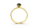 Yellow gold Fancy Black Pear Cut Diamond Brilliant Solitaire Ring with Pavé Band and Four-Prong Setting_27