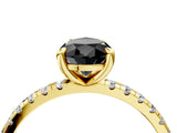 Yellow gold Fancy Black Pear Cut Diamond Brilliant Solitaire Ring with Pavé Band and Four-Prong Setting_28