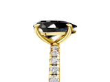 Yellow gold Fancy Black Pear Cut Diamond Brilliant Solitaire Ring with Pavé Band and Four-Prong Setting_29