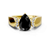 Yellow gold Fancy Black Pear Cut Diamond Channel Set Solitaire Ring with Four-Prong Setting_12