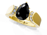 Yellow gold Fancy Black Pear Cut Diamond Channel Set Solitaire Ring with Four-Prong Setting_13