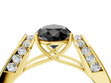 Yellow gold Fancy Black Pear Cut Diamond Channel Set Solitaire Ring with Four-Prong Setting_16