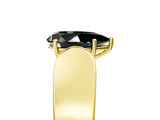 Yellow gold Fancy Black Pear Cut Diamond Channel Set Solitaire Ring with Four-Prong Setting_17
