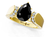 Yellow gold Fancy Black Pear Cut Diamond Channel Set Solitaire Ring with Four-Prong Setting_25